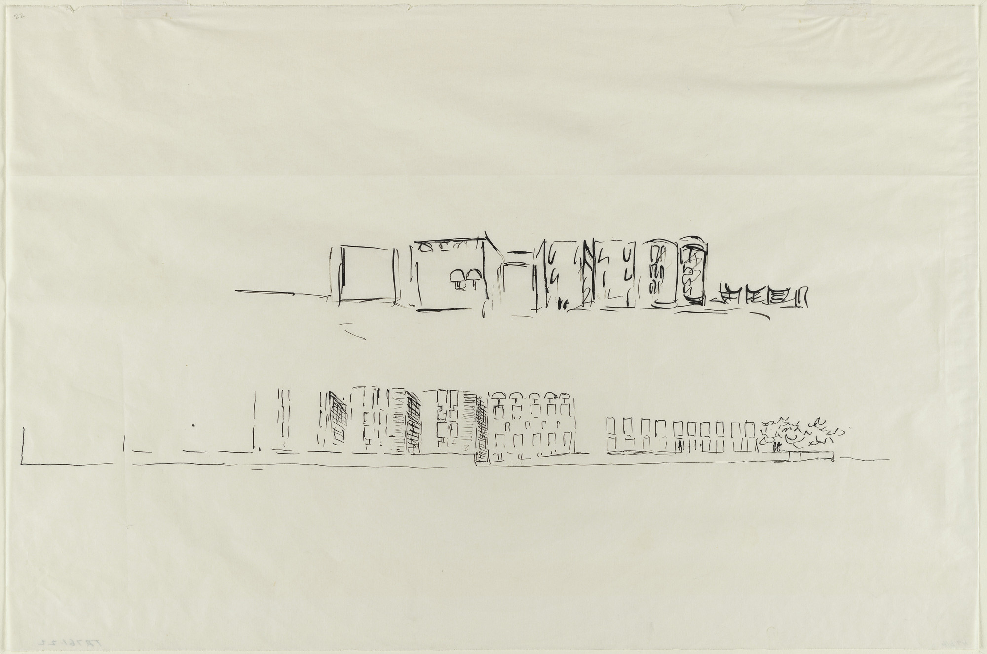 Louis I. Kahn. Salk Institute for Biological Studies (laboratory, meeting house, and housing), La Jolla, California (Two elevations of meeting house)