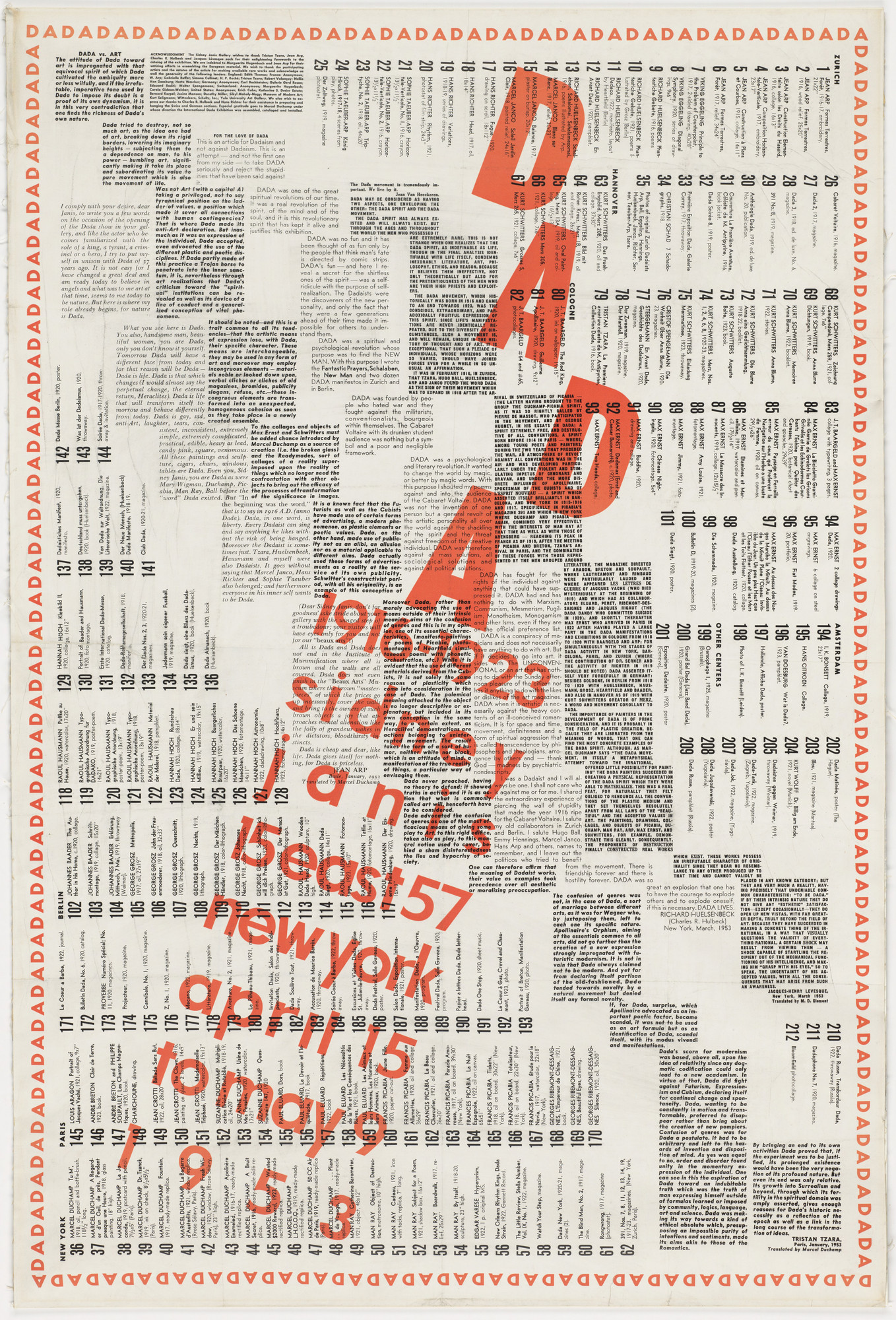 Marcel Duchamp, Sidney Janis. Poster for a Dada exhibition at