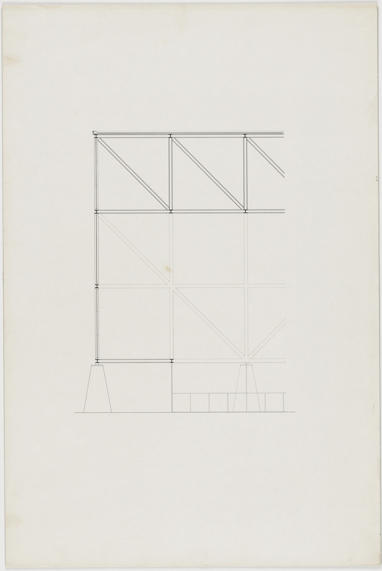 Ludwig Mies van der Rohe. Convention Hall, project, Chicago, Illinois, Final version: vertical section