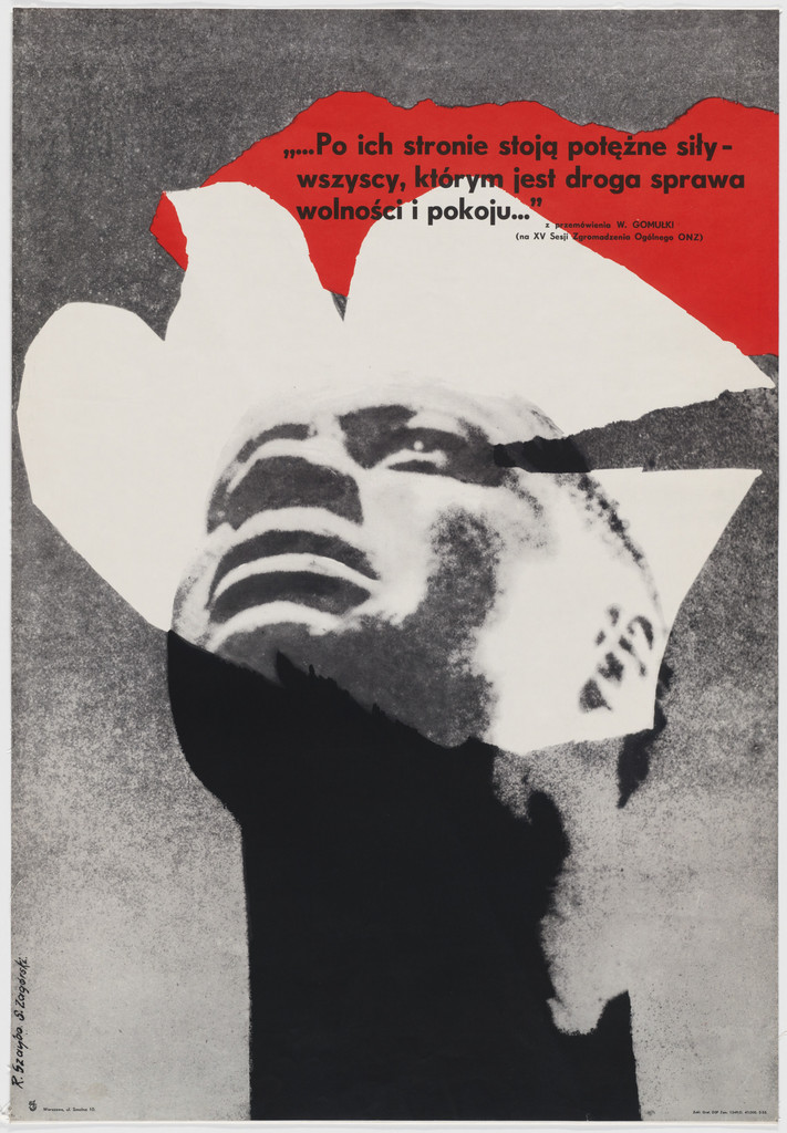 Anti-colonialism poster with quote from Gomulka