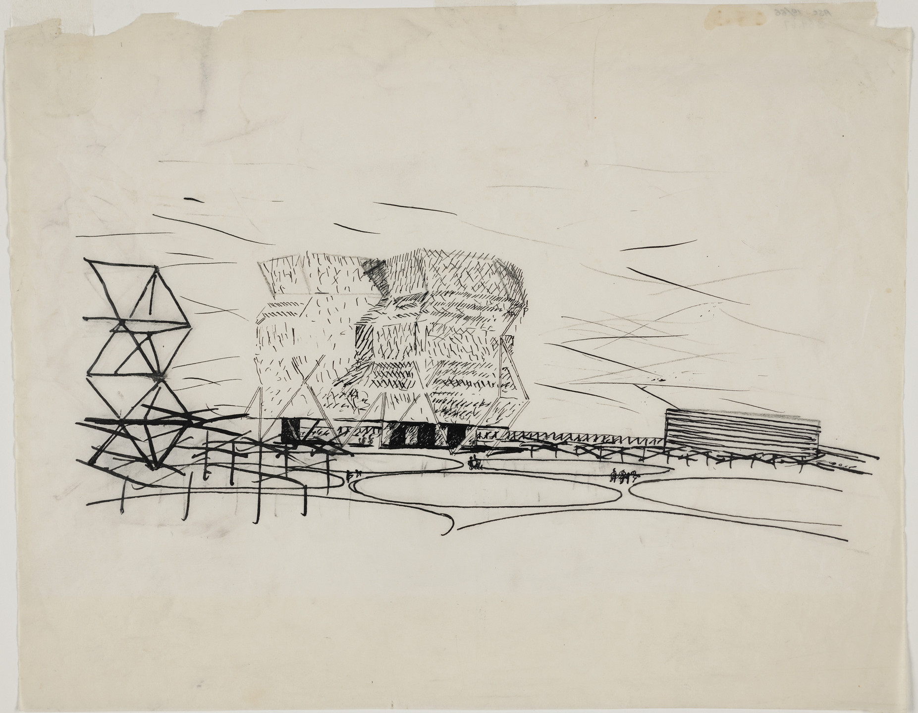 Louis I. Kahn, Anne Tyng. City Tower project, Philadelphia, PA (Perspective sketch). 1952-1953