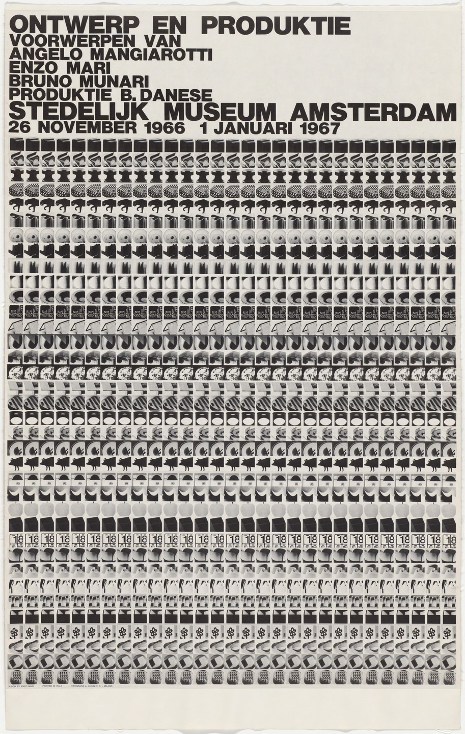 Enzo Mari. Ontwerp en Produktie Voorwerpen van Angelo Mangiarotti, Enzo Mari, Bruno Munari. 1966