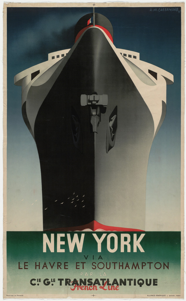 New York via Le Havre et Southampton (New York via Le Havre and Southampton) (Poster for La Cie. Gle. Transatlantique [French Line])
