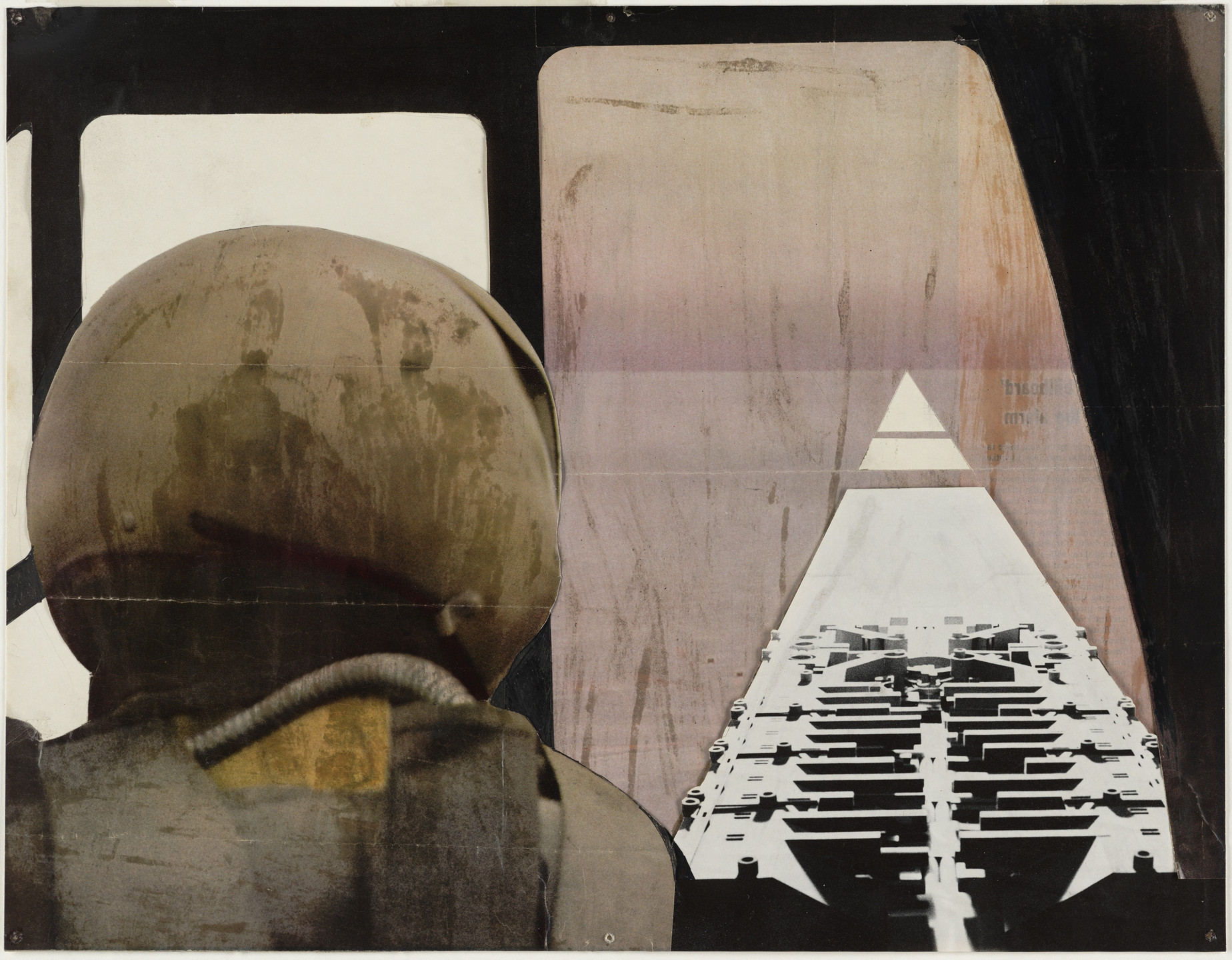 Raimund Abraham. Universal City, from the Linear City Series, project, Aerial perspective of Earth&#39;s horizon. 1966