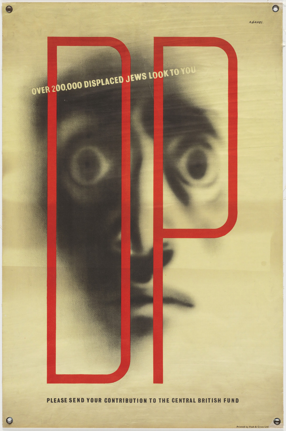 Abram Games. DP - Over 200,000 Displaced Jews Look to You. 1946-49