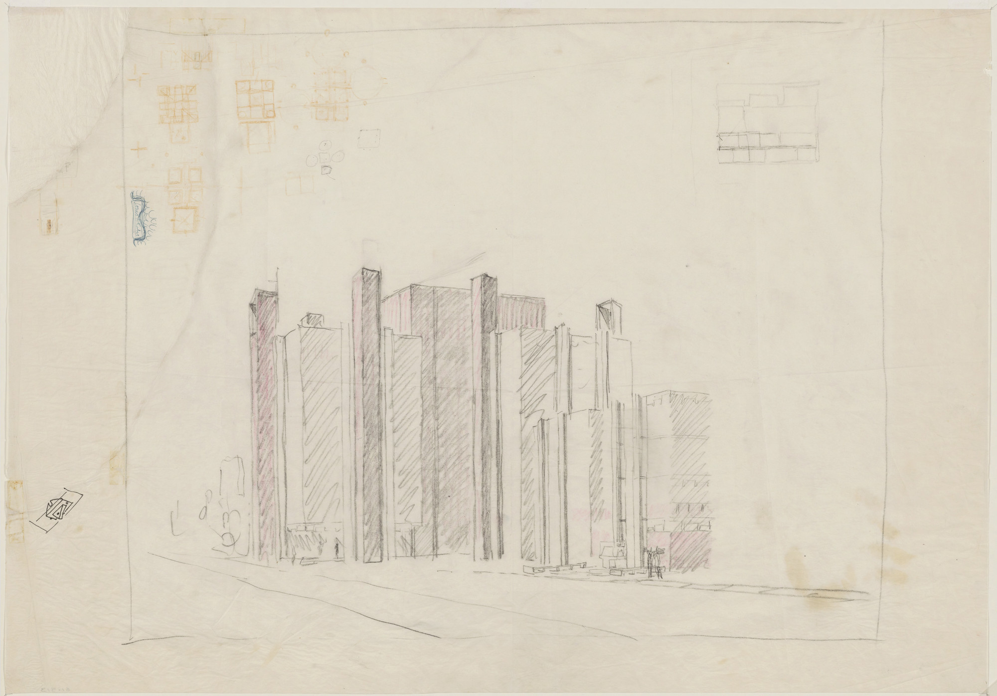 Louis I. Kahn. Alfred Newton Richards Medical Research Building and Biology Building, University of Pennsylvania, Philadelphia, Pennsylvania, Perspective