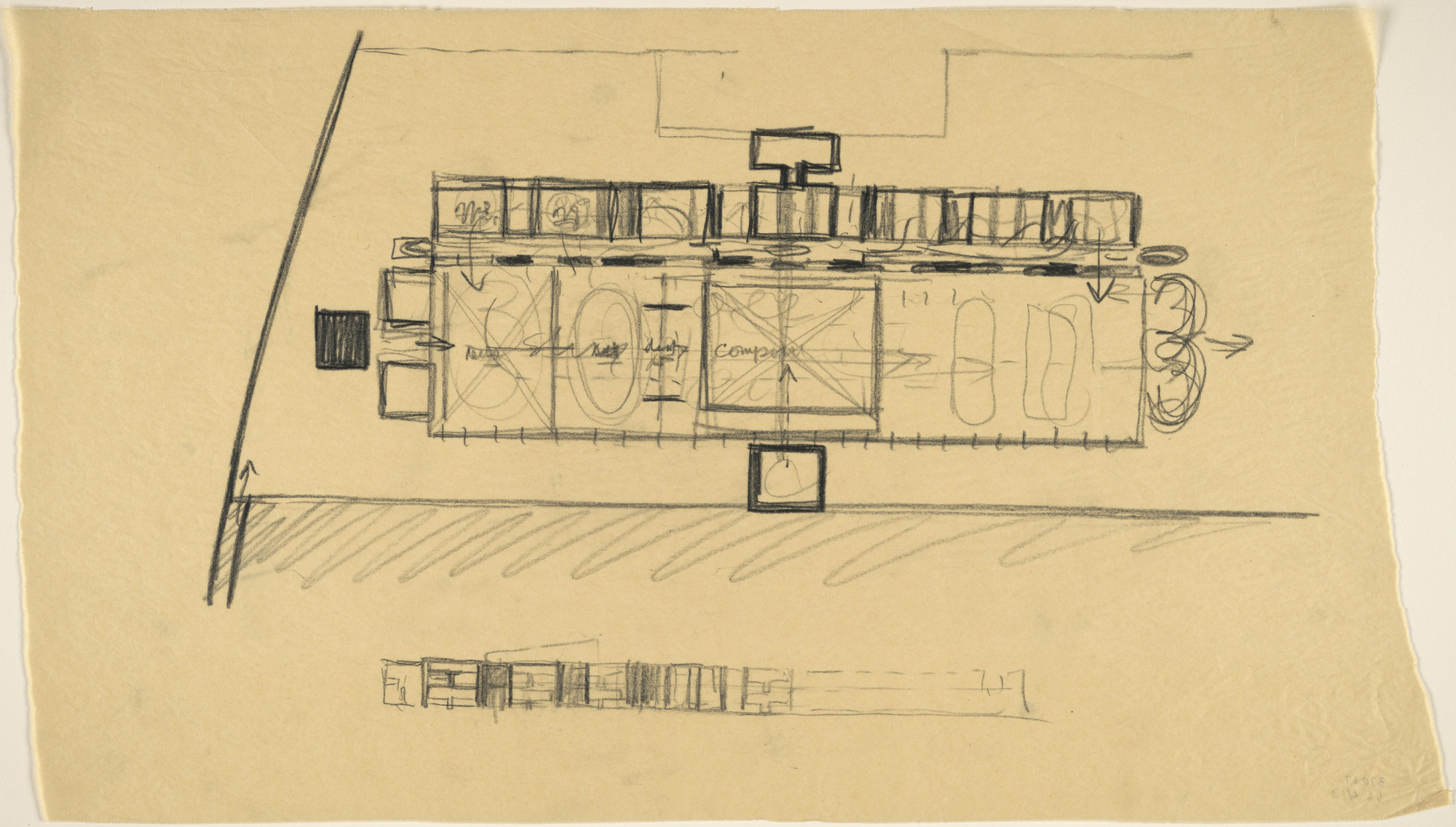 Louis I. Kahn. Tribune Review Publishing Company Building, Greensburg, Pennsylvania, Plan sketch