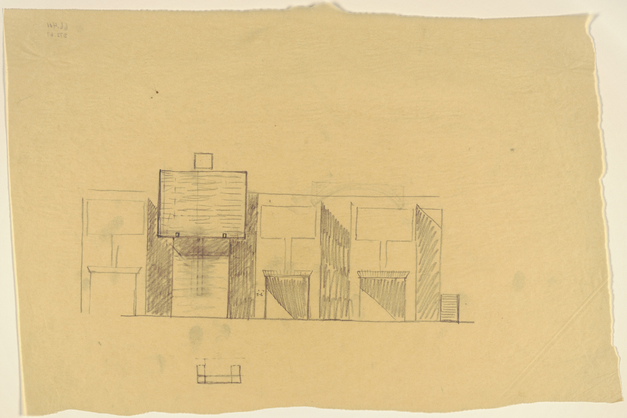 Louis I. Kahn. Tribune Review Publishing Company Building, Greensburg, Pennsylvania, Entrance elevation sketch