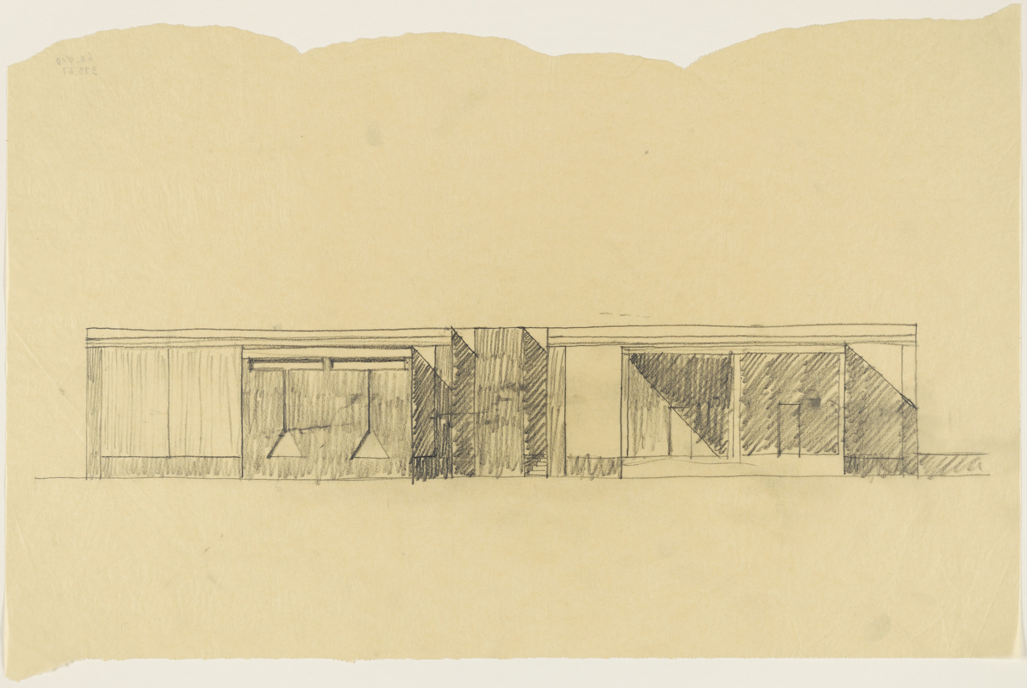 Louis I. Kahn. Tribune Review Publishing Company Building, Greensburg, Pennsylvania, Elevation sketch