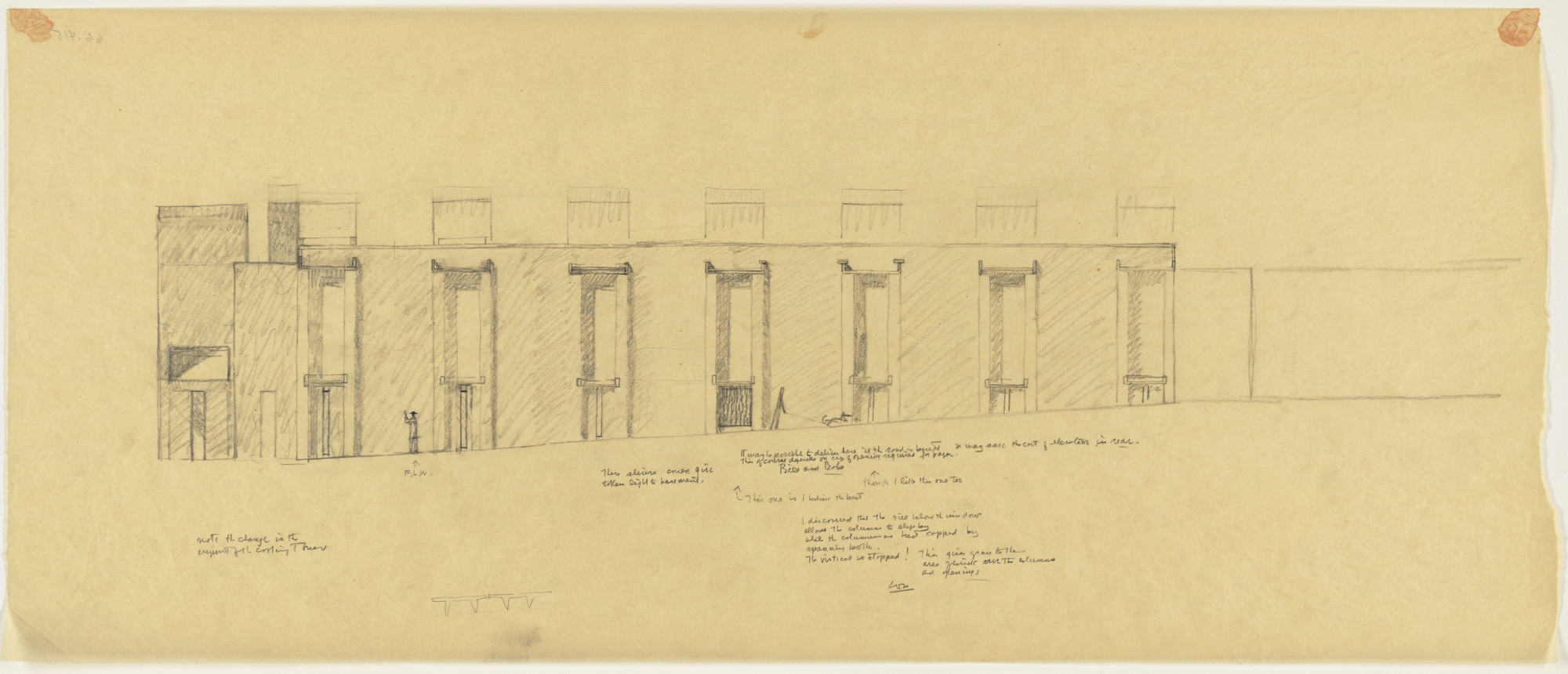 Louis I. Kahn. Tribune Review Publishing Company Building, Greensburg, Pennsylvania, Elevation sketch