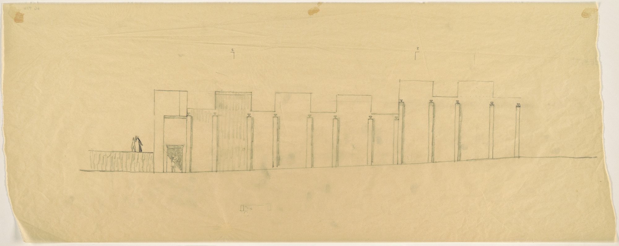 Louis I. Kahn. Tribune Review Publishing Company Building, Greensburg, Pennsylvania, Elevation sketch