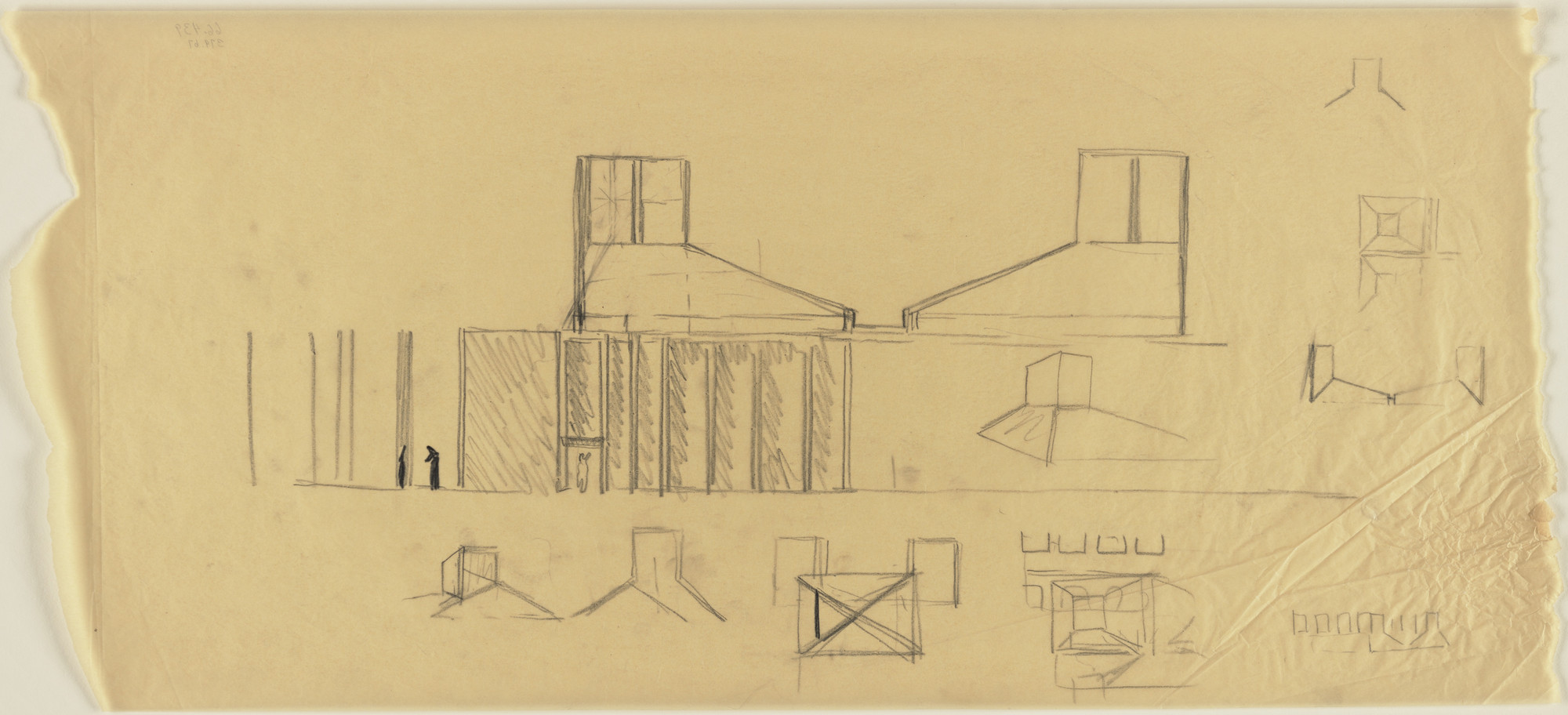 Louis I. Kahn. First Unitarian Church and School, Rochester, New York, Roof-structure and light-element sketches