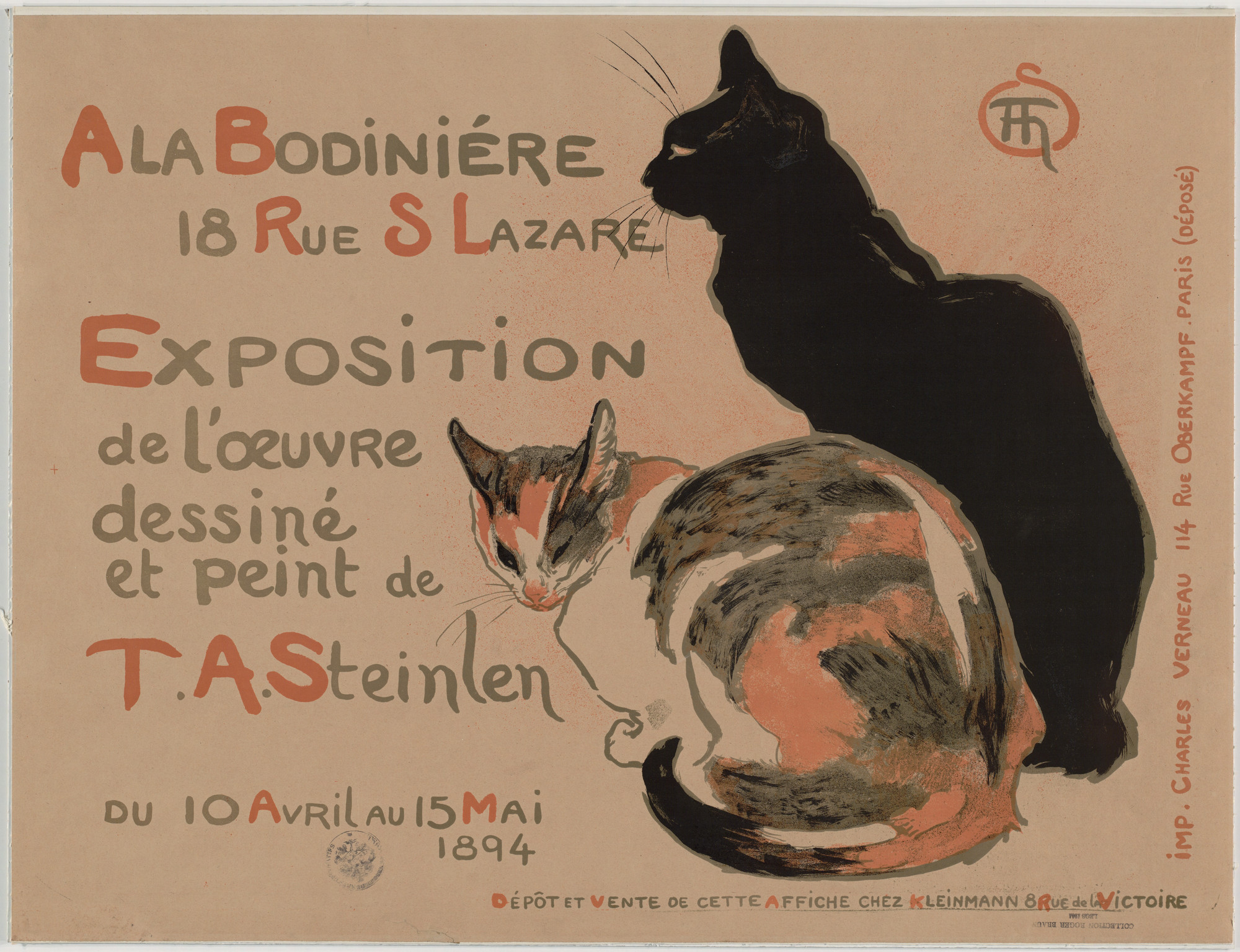Théophile-Alexandre Steinlen. A La Bodiniére, 18 Rue St. Lazare, Exposition de L'Oeuvre Dessiné et Peint de T.A. Steinlen