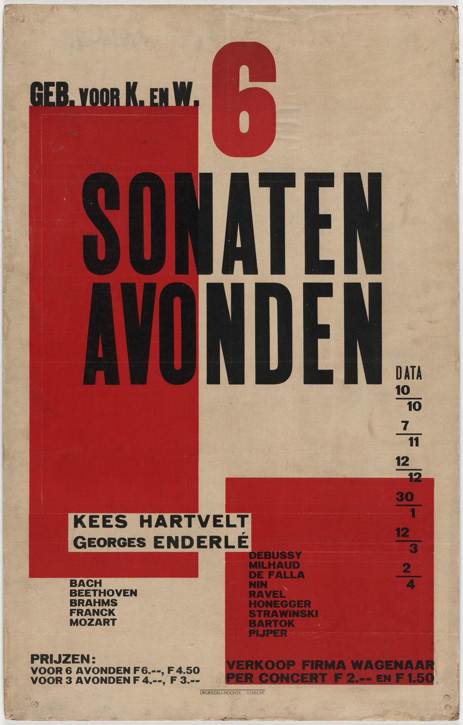 Unknown artist. 6 Sonaten Avonden. 1927