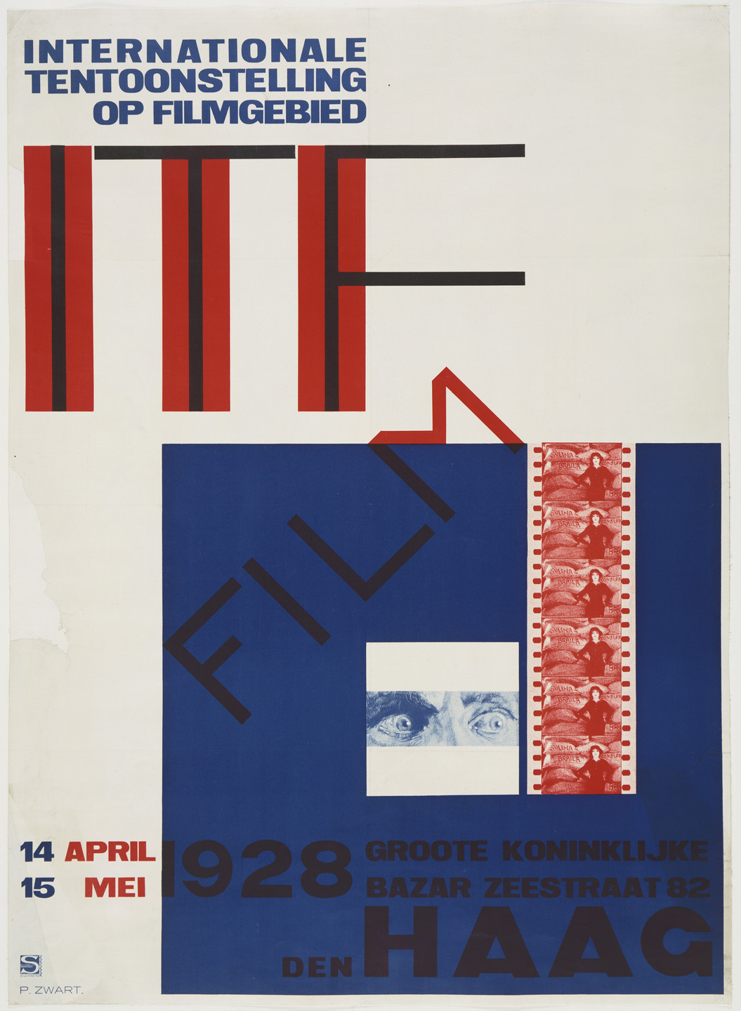 Piet Zwart. Internationale Tentoonstelling Op Filmgebied (International film festival) (Poster for film festival in the Hague). 1928