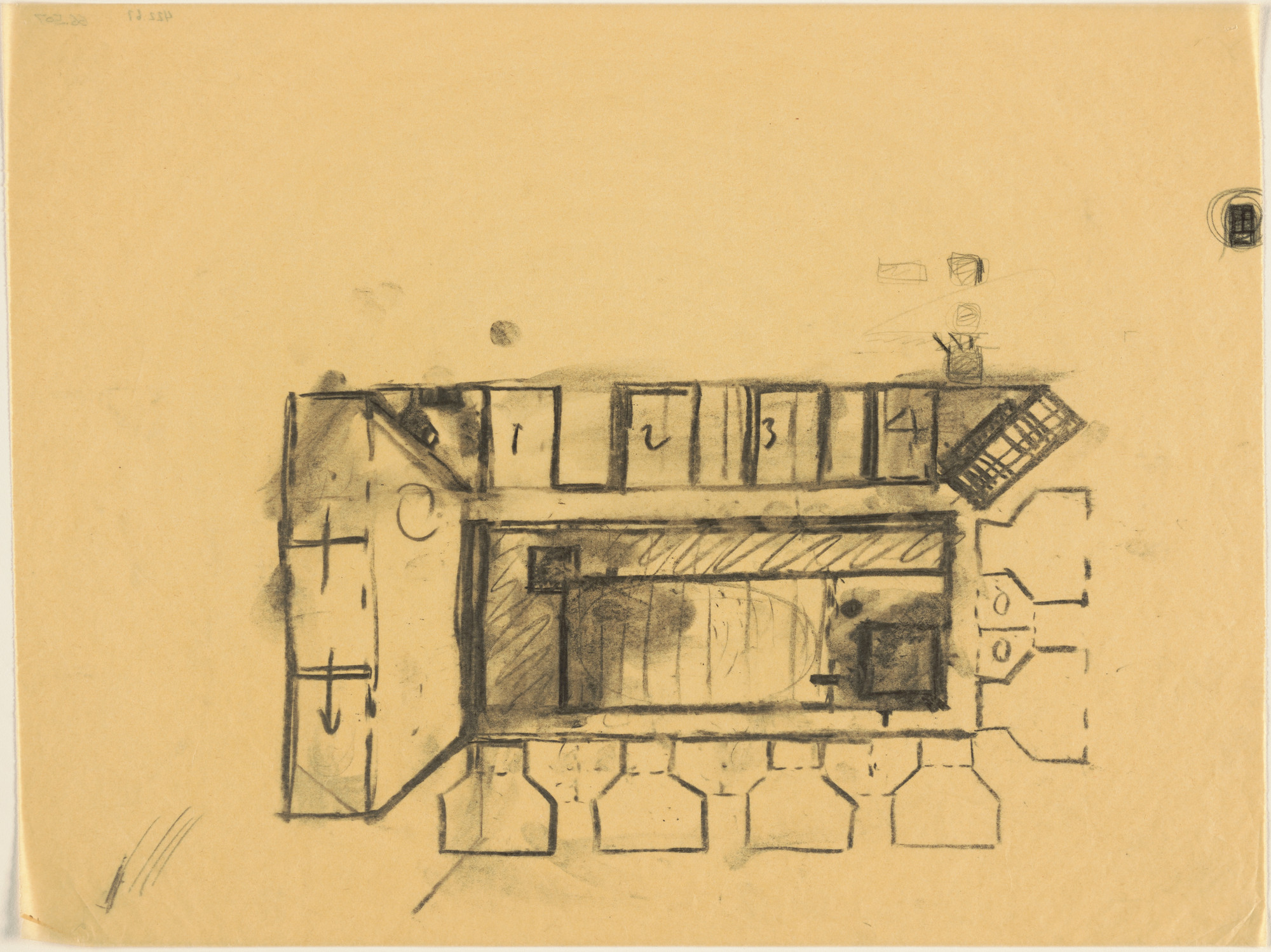Louis I. Kahn. Indian Institute of Managementm, Ahmedabad, India, Plan sketch of classroom building