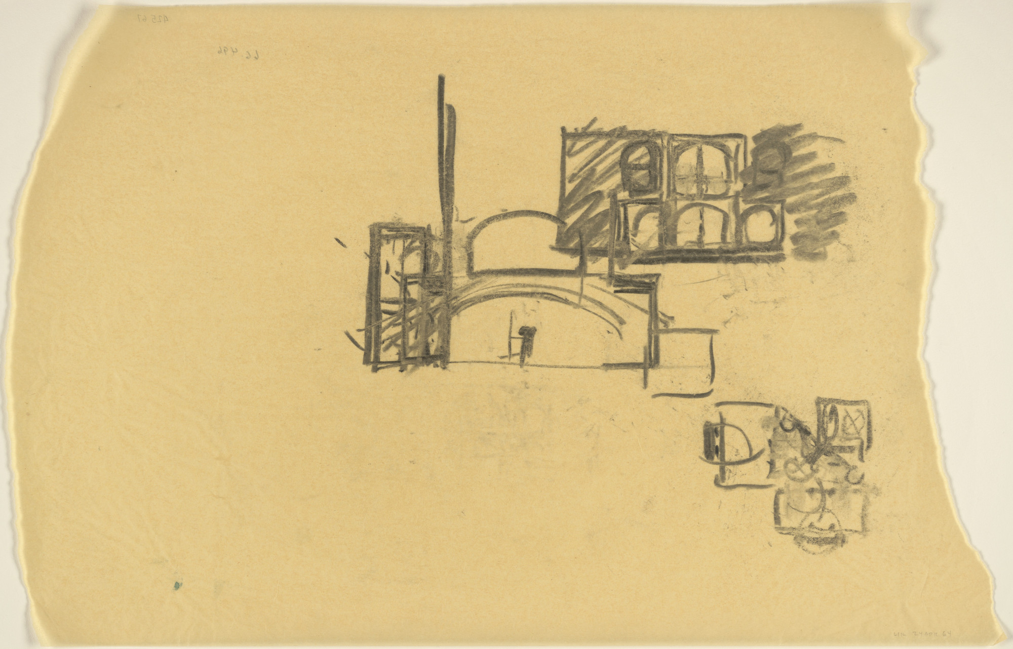 Louis I. Kahn. Indian Institute of Management, Ahmedabad, India, Plan and elevation sketches of dormitory