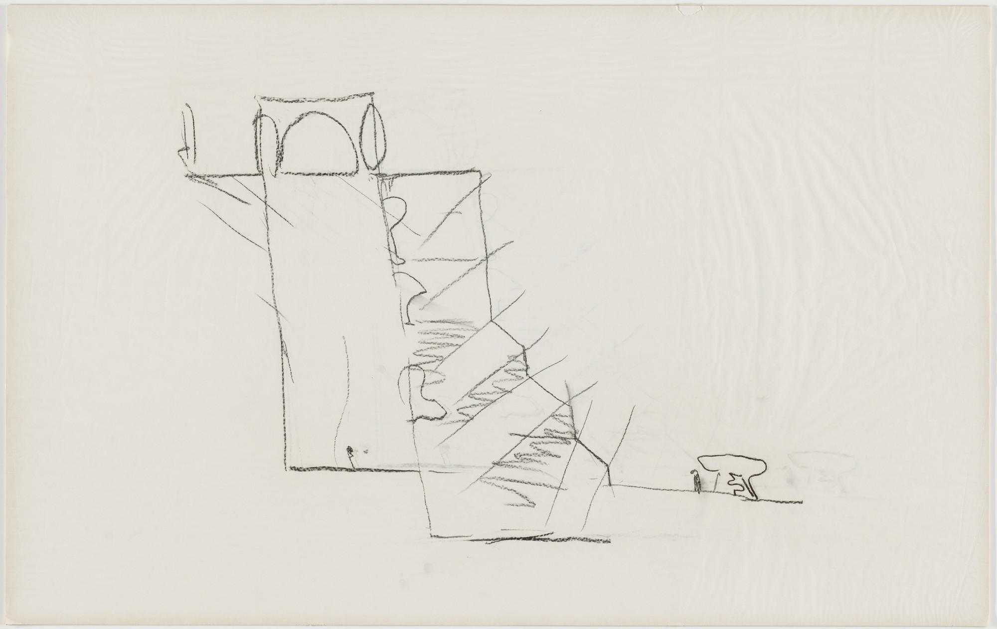 Louis I. Kahn. Philadelphia College of Art, project, Philadelphia, Pennsylvania, Section sketch of studios