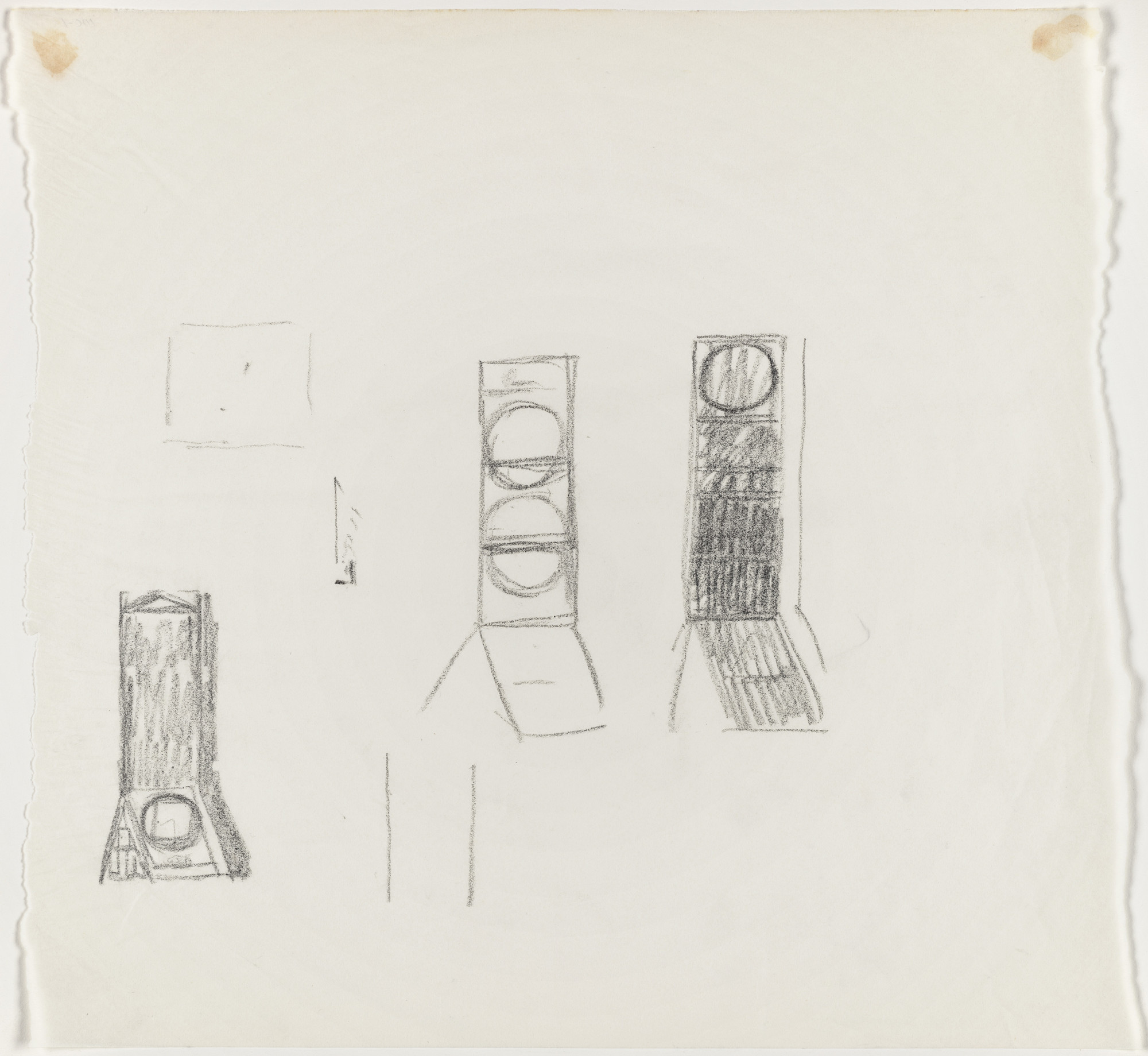 Louis I. Kahn. Philadelphia College of Art, project, Philadelphia, Pennsylvania, Elevation sketches of library tower