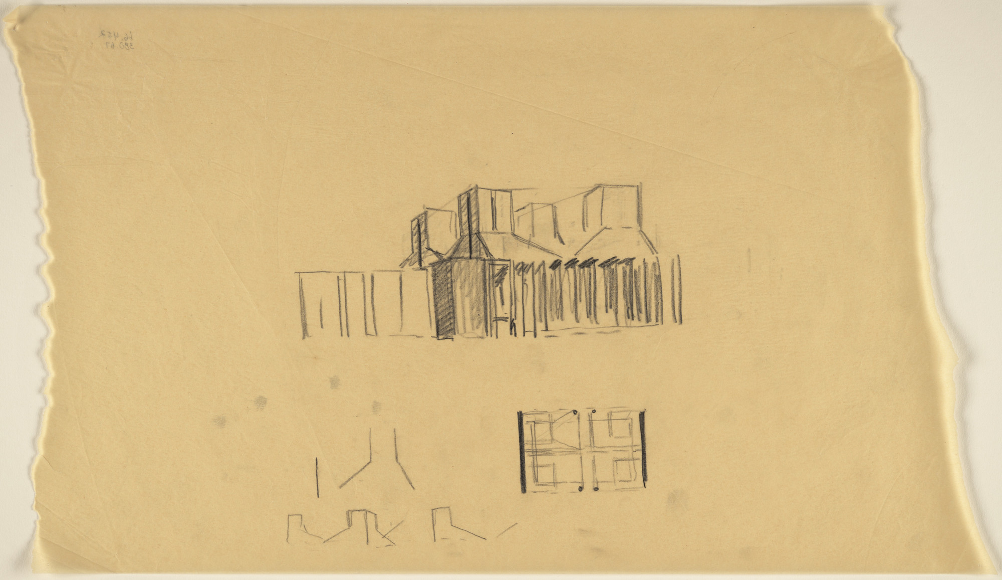 Louis I. Kahn. First Unitarian Church and School, Rochester, New York, Roof-structure and light-element sketches