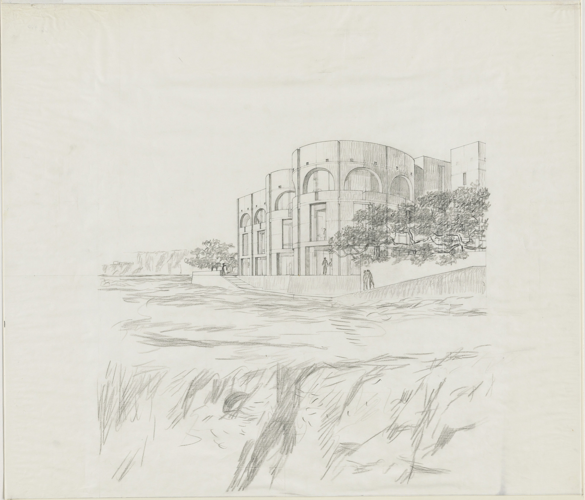Louis I. Kahn. Salk Institute for Biological Studies, La Jolla, California (Perspective of meeting house)