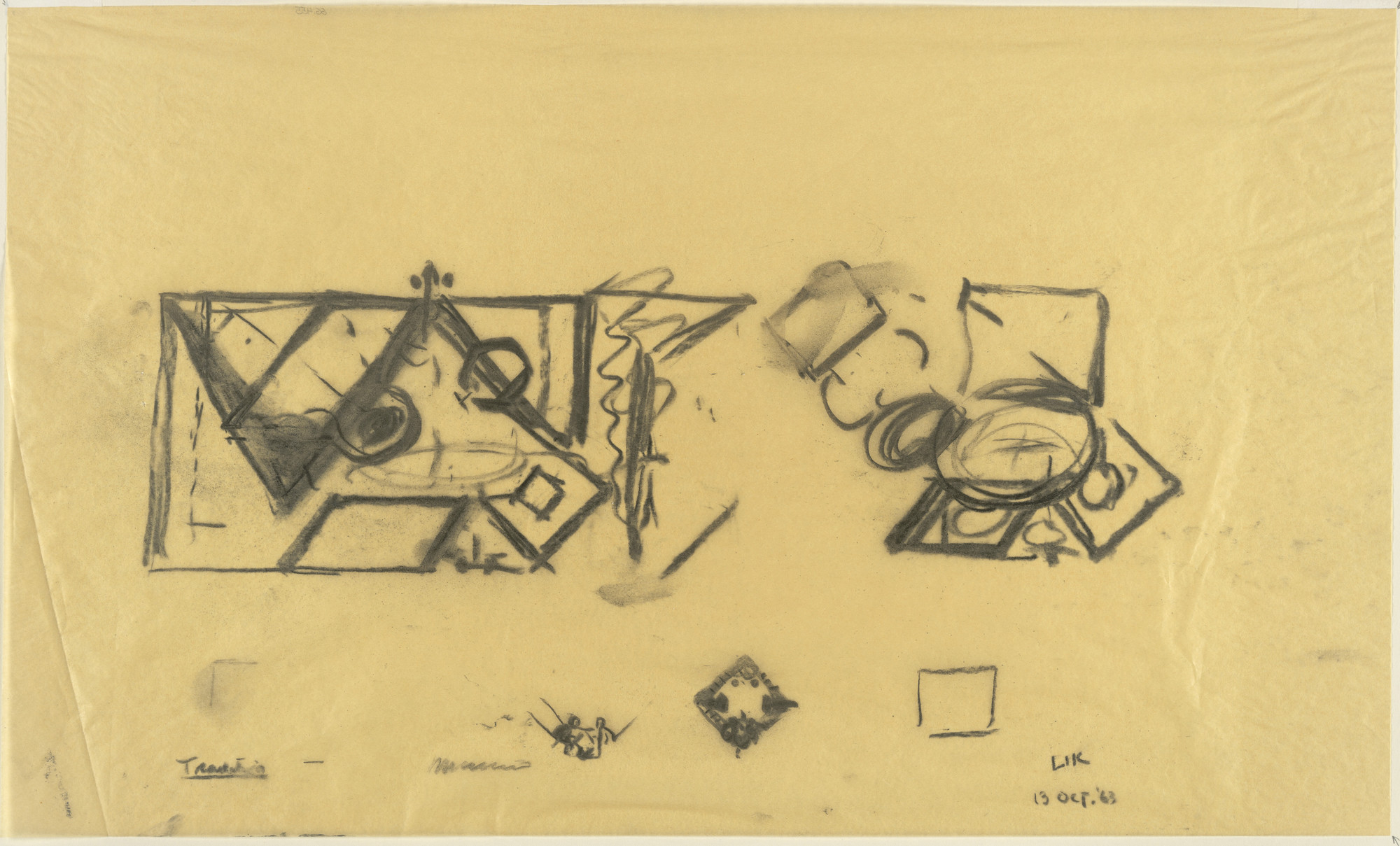 Louis I. Kahn. Fine Arts Center, School, and Performing Arts Theater, Fort Wayne, Indiana (Site-plan sketch)