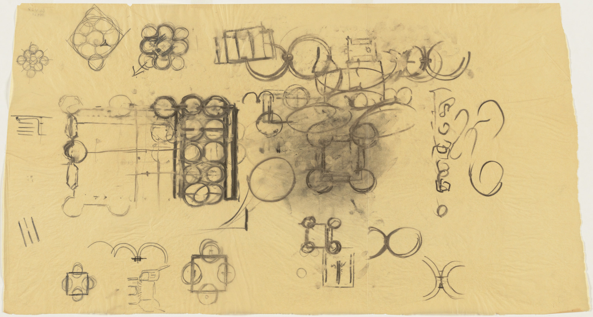 Louis I. Kahn. Mikveh Israel Synagogue, project, Philadelphia, Pennsylvania, Plan sketches