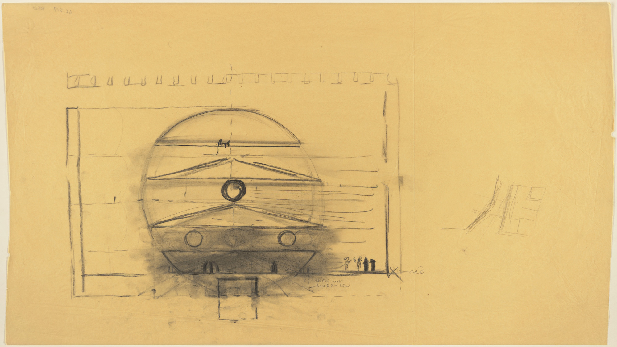 Louis I. Kahn. Sher-e-Bangla Nagar, Capital of Bangladesh, Dhaka, Bangladesh, National Assembly Building: elevation sketch of light element