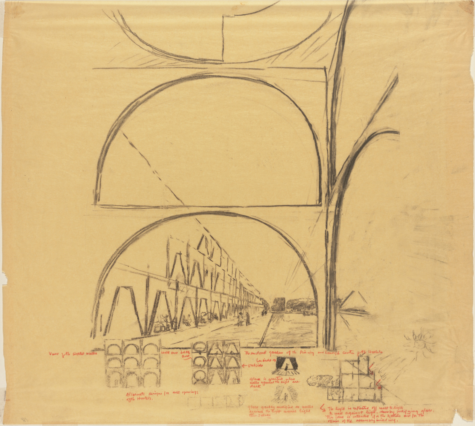 Louis I. Kahn. Sher-e-Bangla Nagar, Capital of Bangladesh, Dhaka, Bangladesh, Perspective of hostels