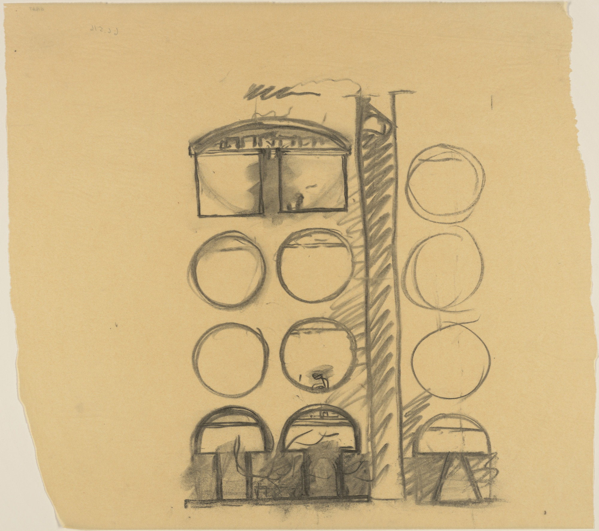 Louis I. Kahn. Sher-e-Bangla Nagar, Capital of Bangladesh, Dhaka, Bangladesh, Sketch of light elements for hostels