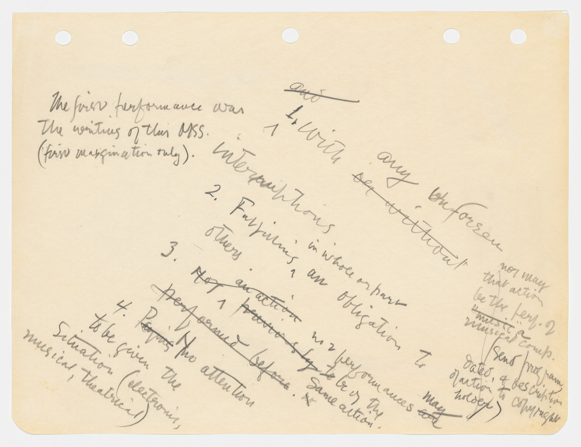 John Cage. The first performance was the writing of this MMS...