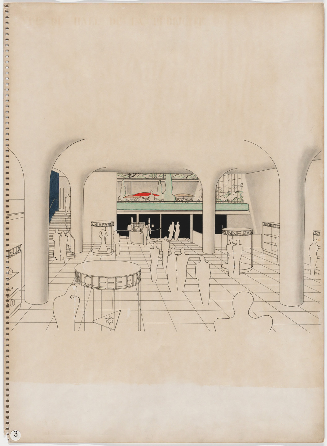 Oscar Nitzchke. Maison de la Publicité Project, Paris, France (Perspective of entry and exhibition space). 1936