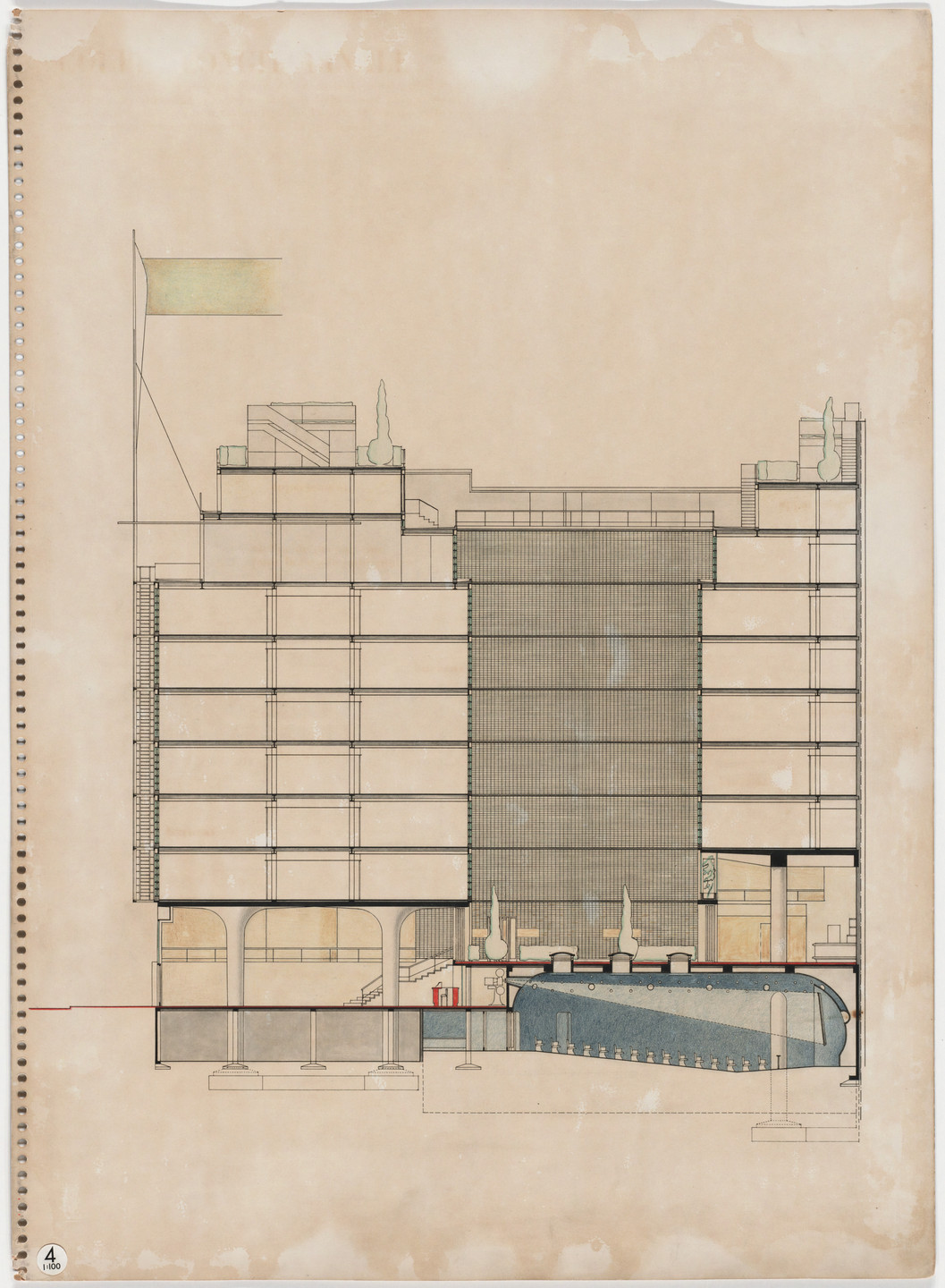 Oscar Nitzchke. Maison de la Publicité Project, Paris, France (Section). 1936