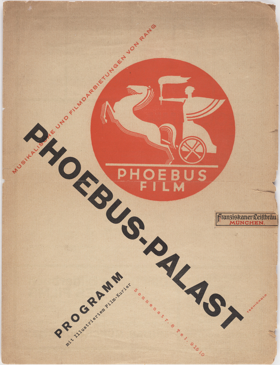 Jan Tschichold. Phoebus-Palast, Musikalische und Filmdarbietungen von Rang, Programm. 1927