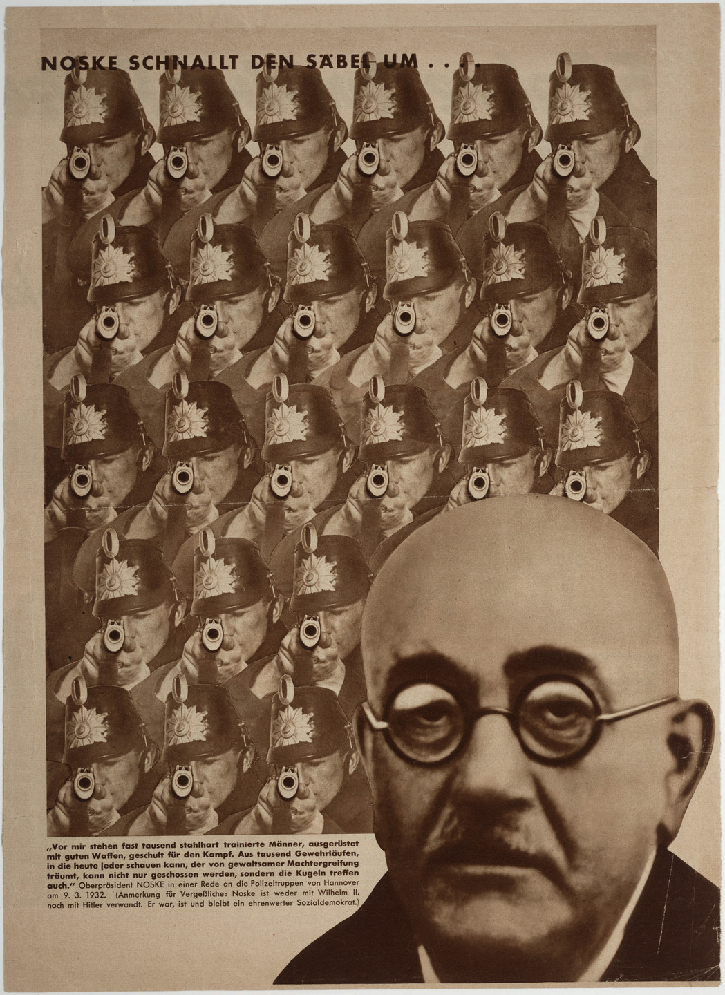 John Heartfield (Helmut Herzfeld). Noske schnallt den Säbel um. 1932