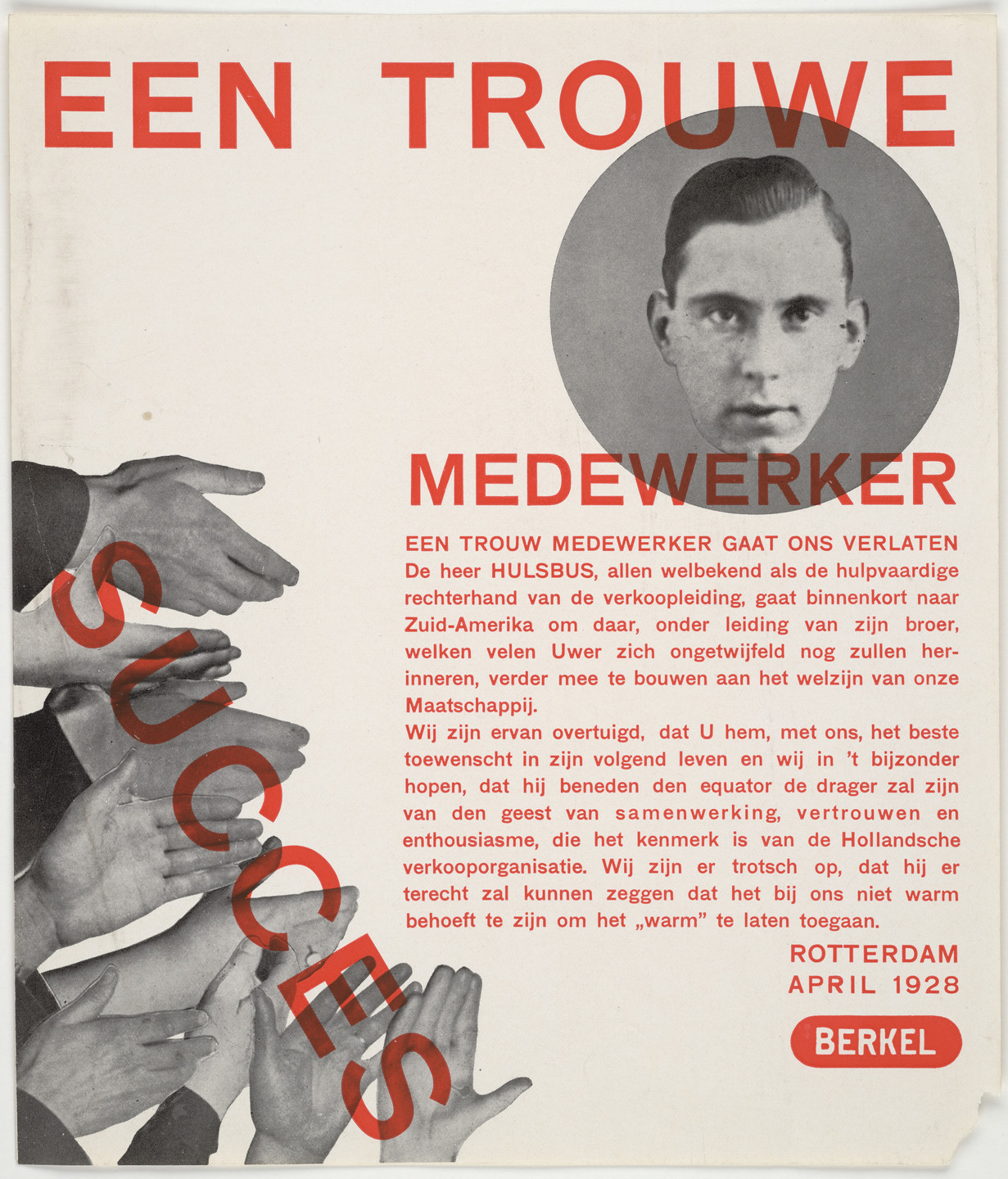 Paul Schuitema. Een trouwe medewerker gaat ons verlaten. 1928