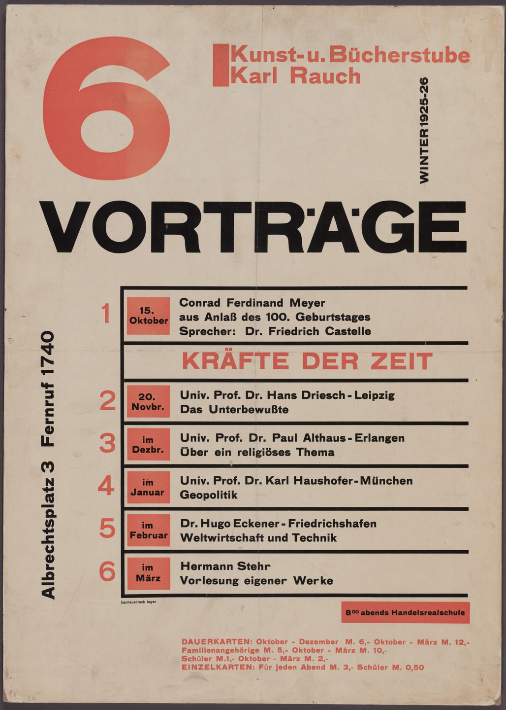 Herbert Bayer. 6 Vorträge. 1925