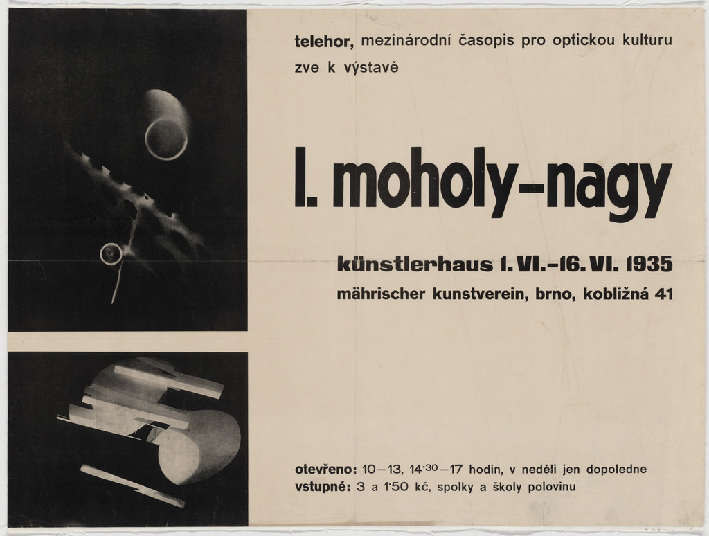 L. Moholy-Nagy, Künstlerhaus, Brno, June 1-16, 1935 (Poster for an exhibition of works by Moholy-Nagy at the Moravian Künstlerhaus, Brno, sponsored by the magazine Telehor)