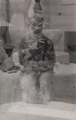 Constantin Brâncuși. Untitled (self-portrait in the studio with Endless Columns I, III, III and Fish). 1933-34