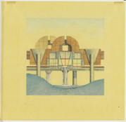 Michael Graves. Fargo-Moorhead Cultural Center Bridge, project, Fargo, North Dakota and Moorhead, Minnesota, South elevation. 1978