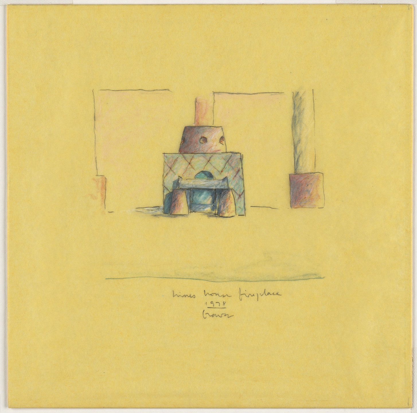 Michael Graves. Vacation House, project, Aspen, Colorado, Fireplace. 1978