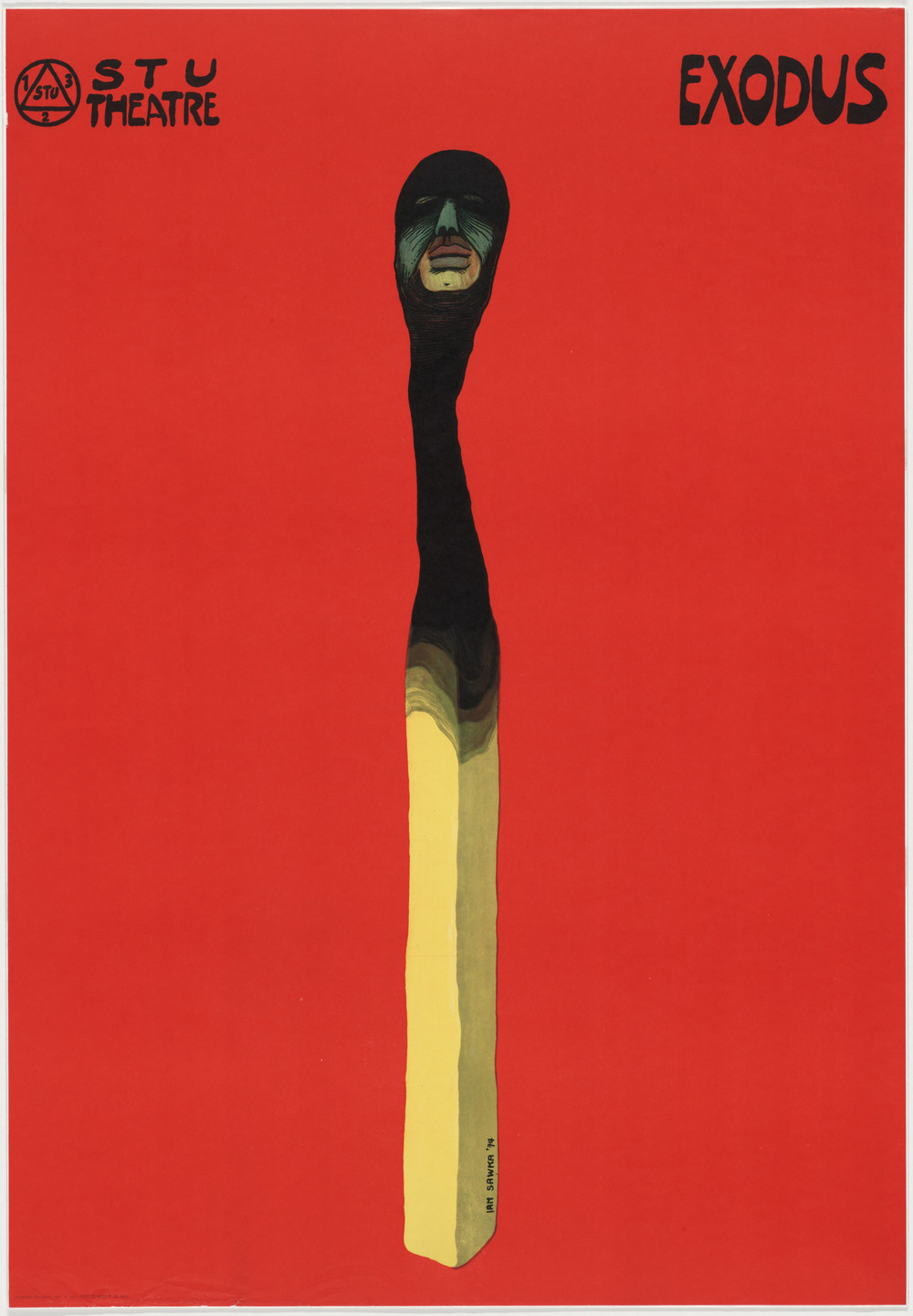 Jan Sawka. Exodus (Poster for STU's premiere of Leszek Moczulski's alternative theatre production). 1974