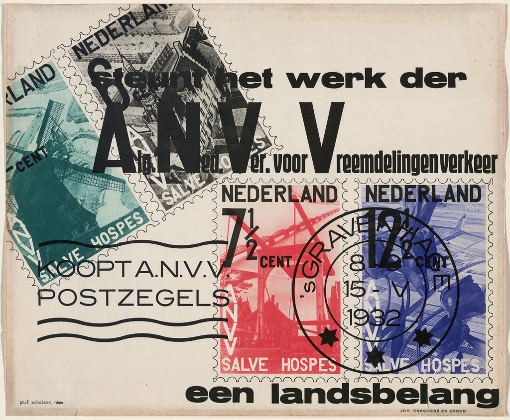 Support the Work of  the A.N.V.V. - Buy A.N.V.V. Postage Stamps (Steunt het werk der A.N.V.V. - Koopt A.N.V.V. Postzegels) (Advertisement for the Dutch Association of Tourist Offices)