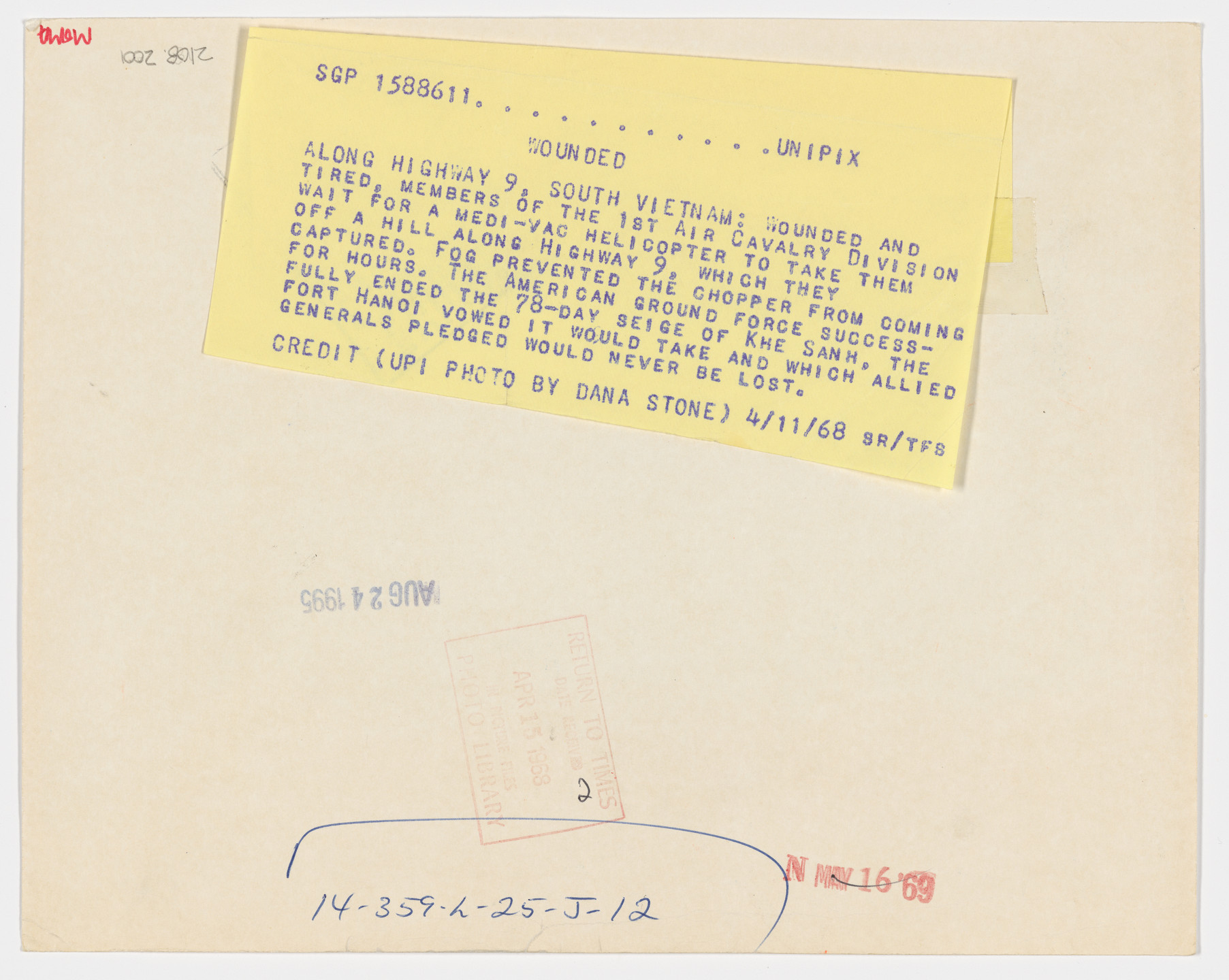 Dana Stone/United Press International. &#34;Wounded&#34;. April 11, 1968