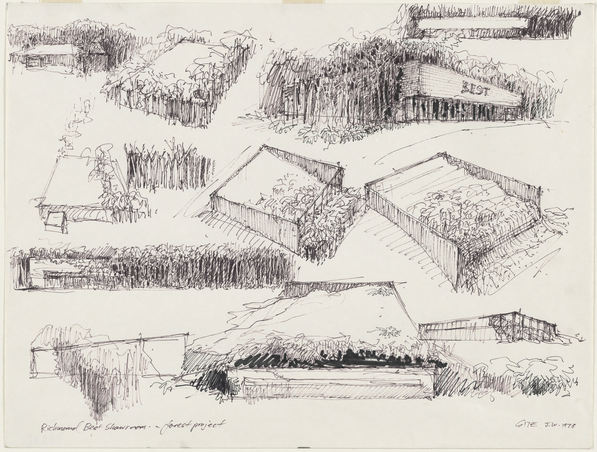 SITE, James Wines. Forest Building, Richmond, Virginia (Perspective). 1978