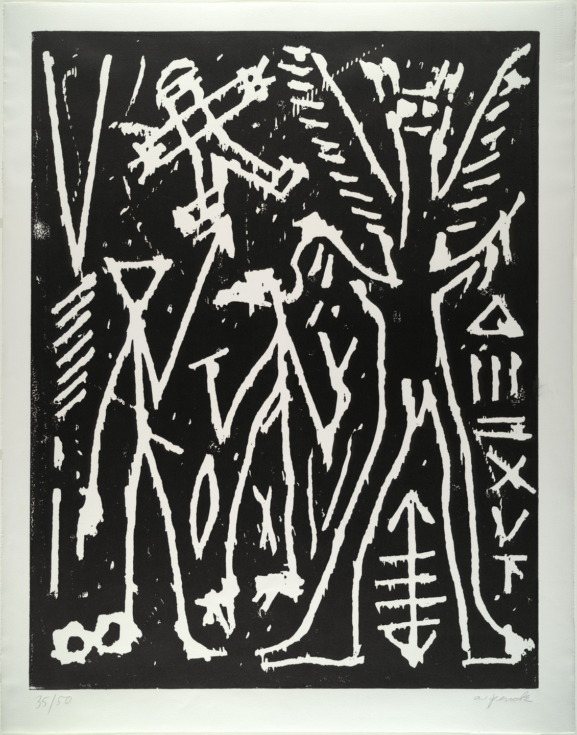 A.R. Penck (Ralf Winkler). Nachtvision (Nightvision) from Erste Konzentration I (First Concentration I). (1982)