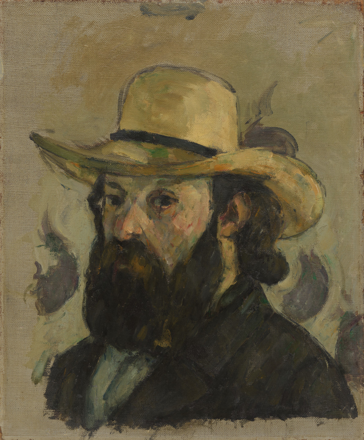 Paul Cézanne. Self-Portrait in a Straw Hat. 1875-76
