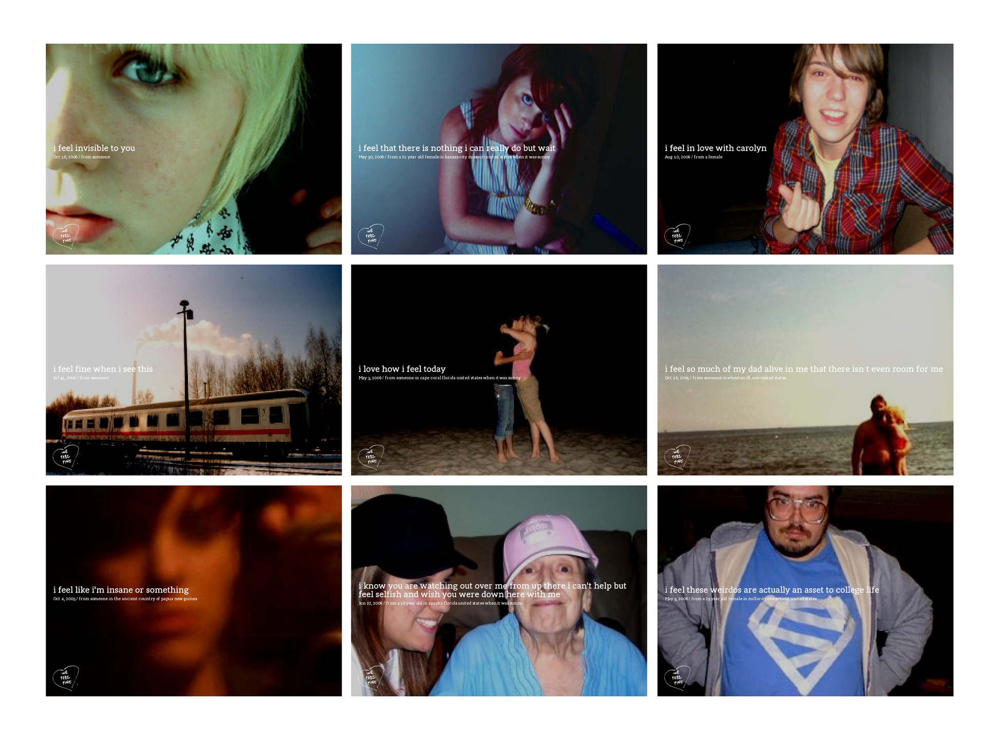 Jonathan Harris, Sep Kamvar. We Feel Fine. 2009-ongoing