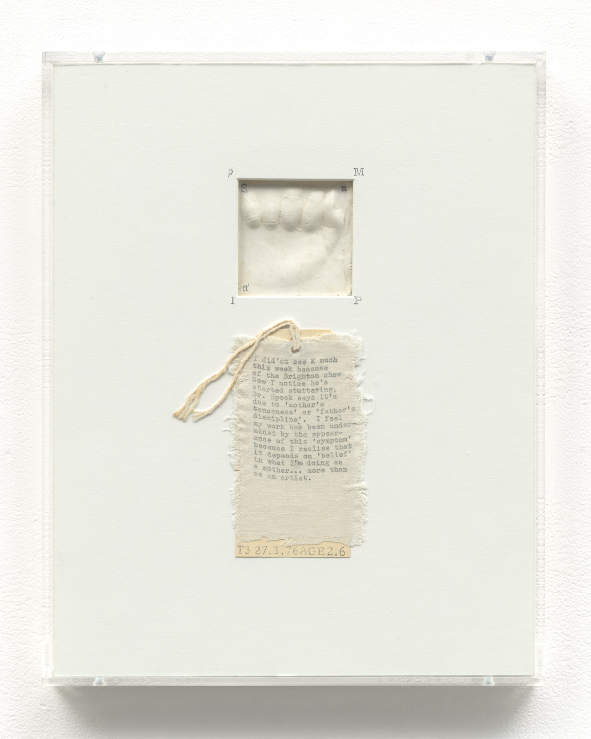 Mary Kelly. Post-Partum Document: Documentation IV, Transitional Objects, Diary and Diagram (prototype). 1976/2015
