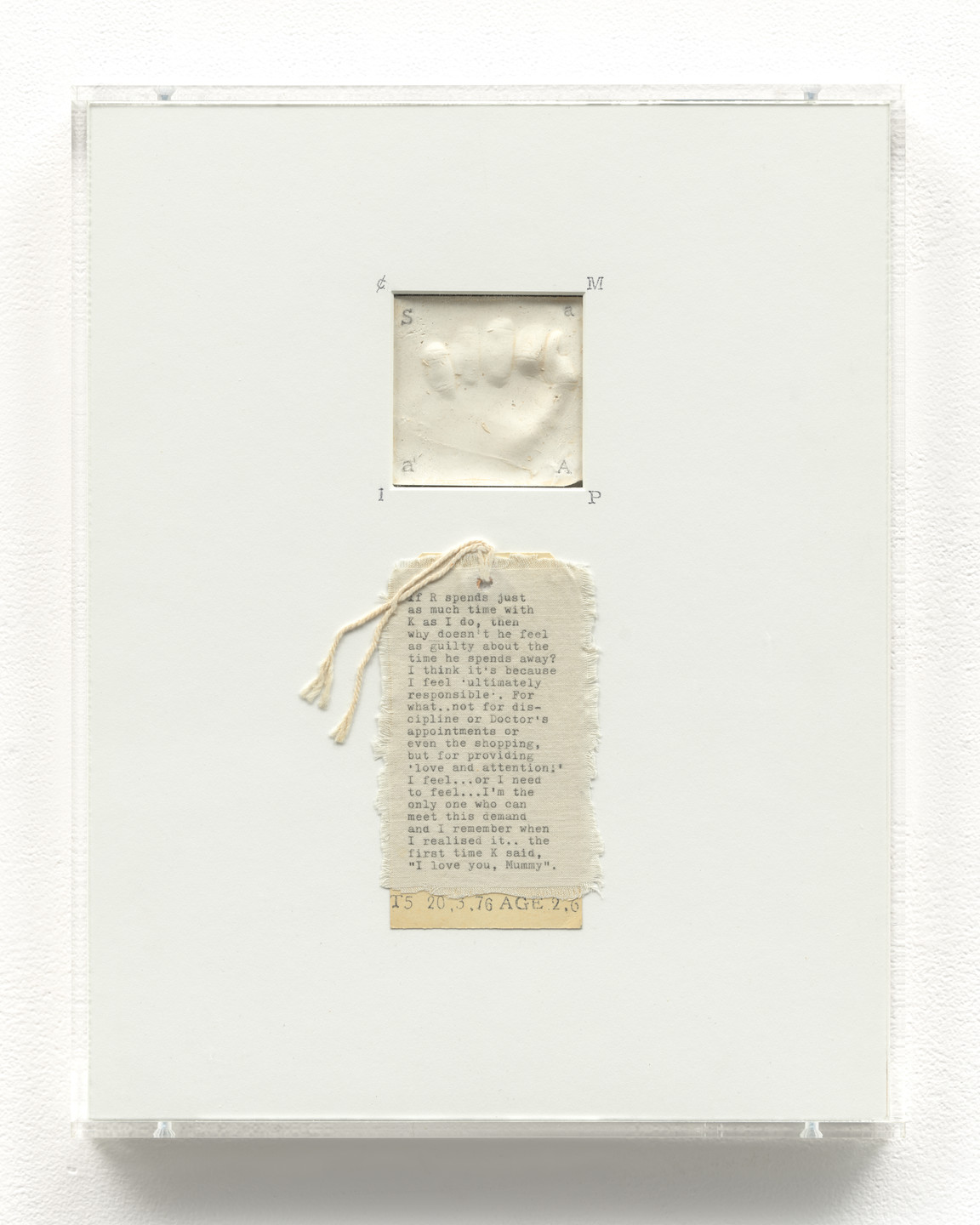 Mary Kelly. Post-Partum Document: Documentation IV, Transitional Objects, Diary and Diagram (prototype). 1976/2015